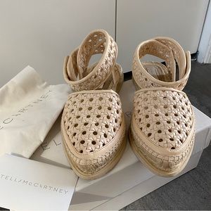 Stella McCartney wicker leather espadrilles flat sandals Sz 38